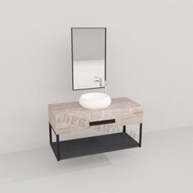 Deryawood Beyaz Eskitme Wind Ahşap Banyo Rafı