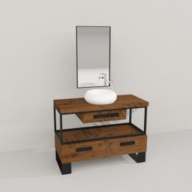 Deryawood Ceviz Pürüzsüz Aves Ahşap Çekmeceli Banyo Dolabı