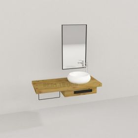 Deryawood Naturel Genüs Ahşap Banyo Rafı
