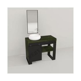 Deryawood Yeşil Eskitme Aves Ahşap Çekmeceli Banyo Dolabı