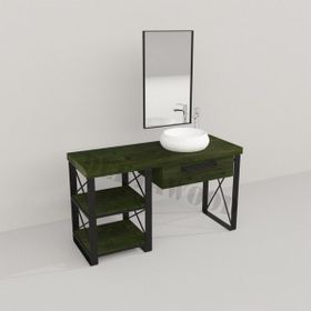 Deryawood Yeşil Eskitme Larix Banyo Dolabı