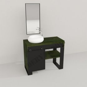 Deryawood Yeşil Eskitme Ordo Ray Kapak Banyo Dolabı