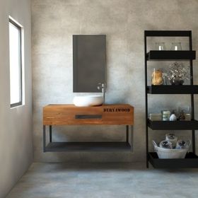 Deryawood Yeşil Eskitme Wind Ahşap Banyo Rafı
