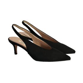 Desa 33718 Siyah Süet Slingback Kadın Topuklu Ayakkabı