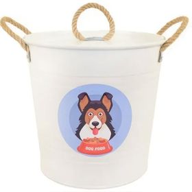 Desen Dekorasyon Beyaz Köpek Maması Saklama Kabı