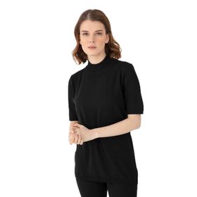 Desen Triko 02420345 Siyah Yarım Balıkçı Kadın Bluz