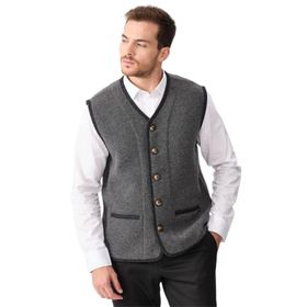 Desen Triko 02422569 Füme V Yaka Keçe Aksesuarlı Pike Dokuma Yün Erkek Yelek