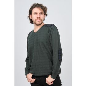 Desen Triko 0246538 Yeşil Erkek Kazak