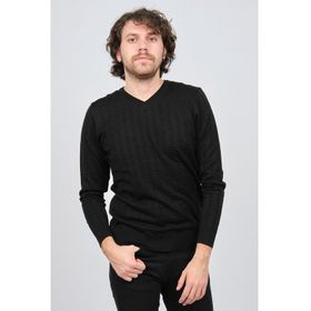 Desen Triko 0249626 Siyah Erkek Kazak