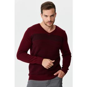 Desen Triko 0249640 Bordo Erkek Kazak