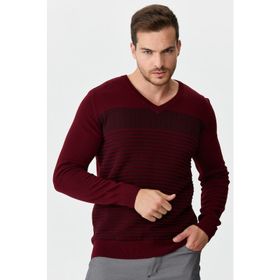 Desen Triko 0249640 Bordo Erkek Kazak