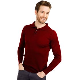 Desen Triko 21601 Bordo Basic Polo Yaka İnce Triko Erkek Kazak