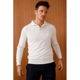 Desen Triko 21601 Kemik Basic Polo Yaka İnce Triko Erkek Kazak