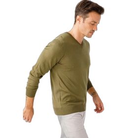 Desen Triko 21602 Haki Basic V Yaka İnce Triko Erkek Kazak