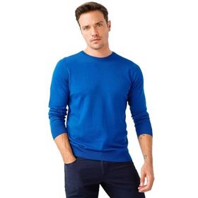 Desen Triko 21603 Basic Sıfır Yaka İnce Triko Saks Erkek Kazak