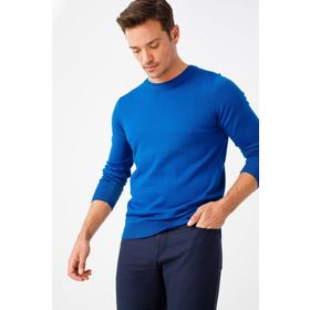 Desen Triko 21603 Basic Sıfır Yaka İnce Triko Saks Erkek Kazak