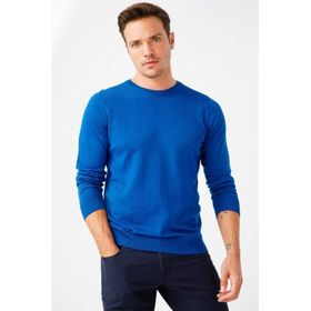 Desen Triko 21603 Basic Sıfır Yaka İnce Triko Saks Erkek Kazak