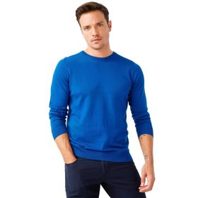 Desen Triko 21603 Basic Sıfır Yaka İnce Triko Saks Erkek Kazak