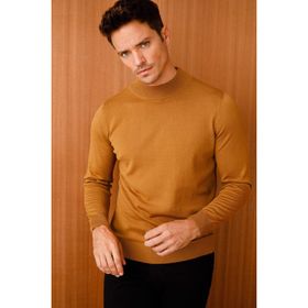 Desen Triko 21604 Camel Basic Yarım Balıkçı İnce Triko Erkek Kazak