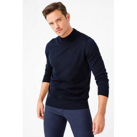 Desen Triko 21604 Koyu Lacivert Basic Yarım Balıkçı İnce Triko Erkek Kazak