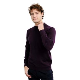 Desen Triko 21604 Mor Basic Yarım Balıkçı İnce Triko Erkek Kazak