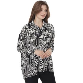 Desen Triko 22802 Siyah Zebra Desenli Kadın Gömlek