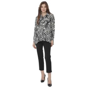 Desen Triko 22802 Siyah Zebra Desenli Kadın Gömlek
