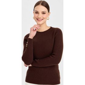 Desen Triko 23158 Kahve Kadın Kazak