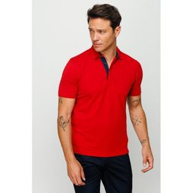 Desen Triko 23201 Kırmızı Erkek Polo Yaka Düğmeli Cepli T-Shirt