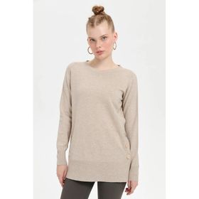 Desen Triko 23390 Bej Kadın Bluz