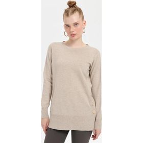Desen Triko 23390 Bej Kadın Bluz
