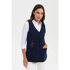 Desen Triko 24001 Koyu Lacivert Kadın Yelek