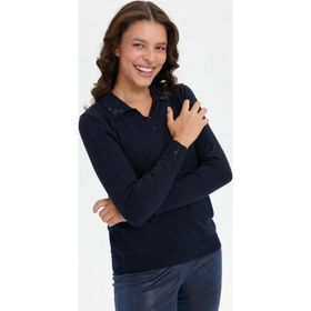 Desen Triko 24092 Koyu Lacivert Kadın Bluz