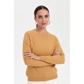 Desen Triko 3329 Camel Kadın Kazak