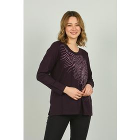 Desen Triko 4541 Mor Kadın Bluz