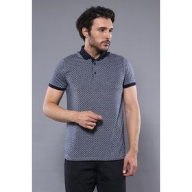 Desenli Polo Yaka Lacivert T-shirt