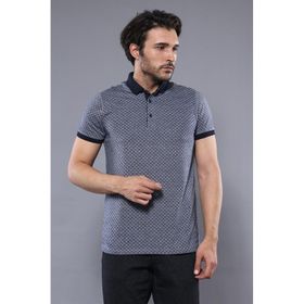 Desenli Polo Yaka Lacivert T-shirt