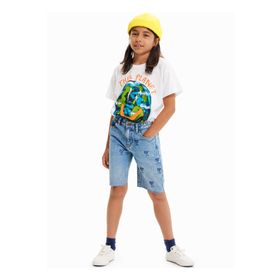 Desigual 23SBDD01 Normal Bel Normal Açık Mavi Erkek Çocuk Şort