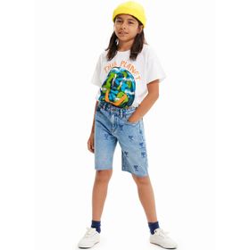 Desigual 23SBDD01 Normal Bel Normal Açık Mavi Erkek Çocuk Şort