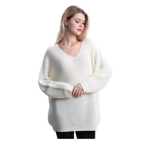 Devinka DVKA-0189 Kemik Oversize Salaş V Yaka Kadın Triko Kazak