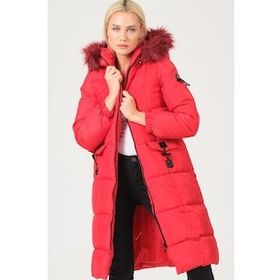 Dewberry 1160001Z6706034 Kırmızı Kadın Mont