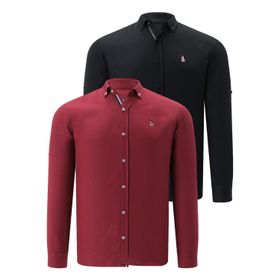 Dewberry G674 Siyah-Bordo İkili Set Erkek Gömlek