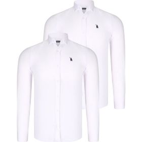 Dewberry G725 Beyaz-Beyaz İkili Set Erkek Gömlek