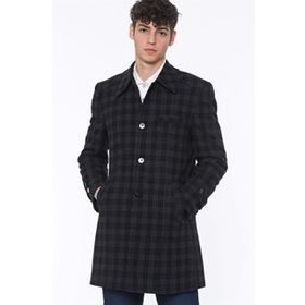Dewberry Plt7226 Antrasit Çizgili Erkek Battal Palto
