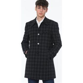 Dewberry Plt7226 Antrasit Çizgili Erkek Battal Palto