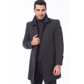 Dewberry Plt7226 Antrasit Erkek Battal Palto