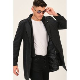 Dewberry PLT8334 Desenli Antrasit Erkek Palto