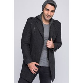 Dewberry Plt8334 Siyah Desenli Erkek Palto