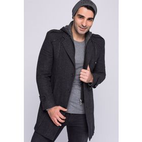 Dewberry Plt8334 Siyah Desenli Erkek Palto