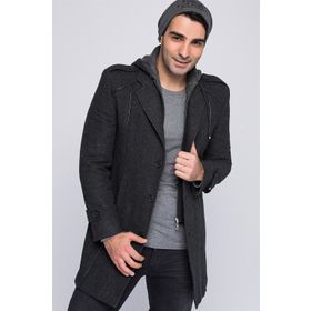 Dewberry Plt8334 Siyah Desenli Erkek Palto